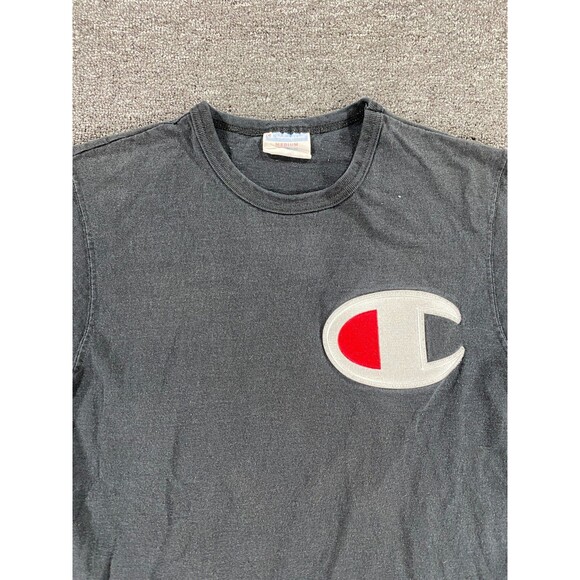 VINTAGE Champion Shirt Black Short Sleeve Crew Tee Streetwear Adult Mens Medium - Picture 2 of 15
